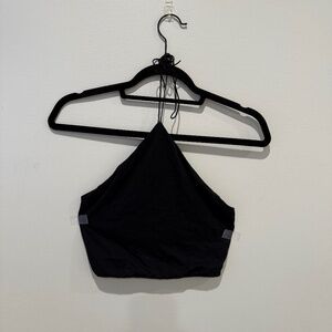 Black Cross Neck Cropped Tank Top